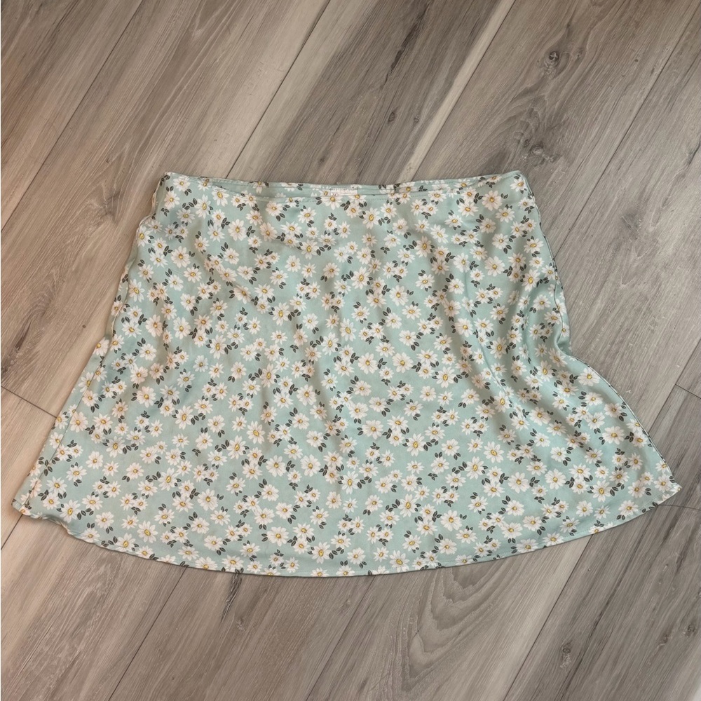 No Boundaries Light Blue Floral Skater Skirt